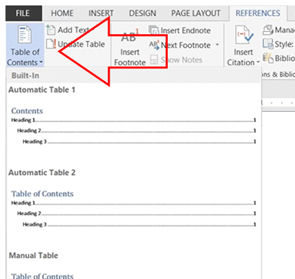 how to manually add table of contents in ms word for mac